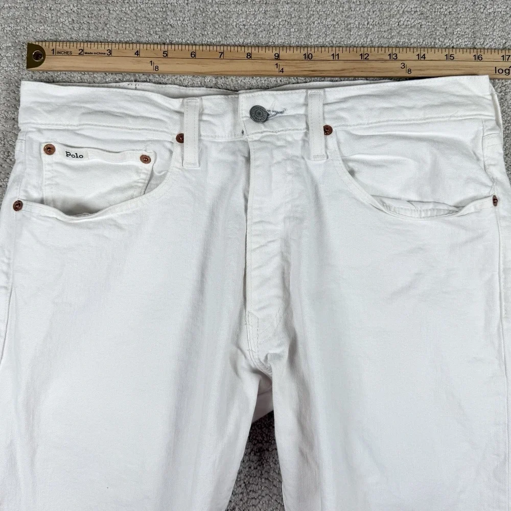 Polo Ralph Lauren Men's 32x30 Varick Slim Straight White Denim Jeans - Picture 7 of 8